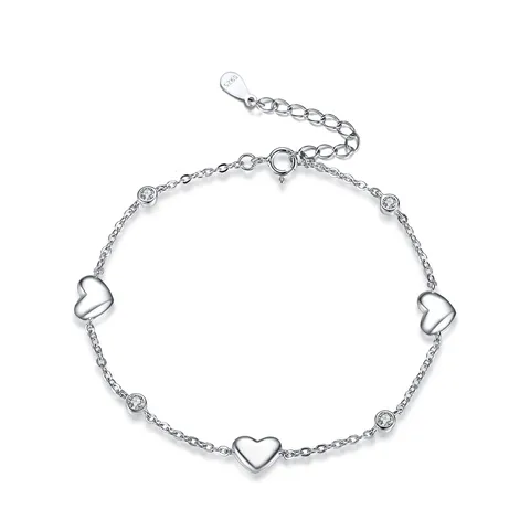 SB02 Wholesale Women Jewelry  925 Sterling Silver Heart Bracelet Jewelry