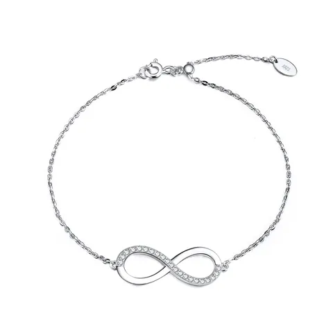 SB54  Women Jewelry 925 Sterling Silver Infinity Charm Bracelet