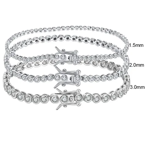 SB143 RINNTIN Fine Jewelry 925 Sterling Silver Rhodium Plated Bezel Setting White AAAA CZ Tennis Bracelet