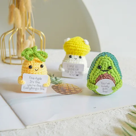 Hot Sale Hand-woven Positive Energy Potato Cute Funny Avocado Mushroom Pineapple Cucumber Doll Doll