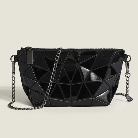 Women's Small PVC Geometric Streetwear Shell Zipper Shoulder Bag Crossbody Bag