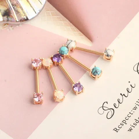 1 Piece Nipple Rings & Studs Retro Flower Metal Inlay Zircon Nipple Rings & Studs