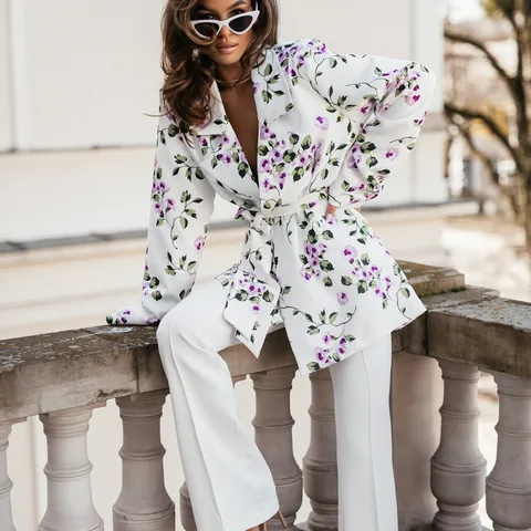 Women's Blazer Long Sleeve Blazers Casual Elegant Flower Leopard