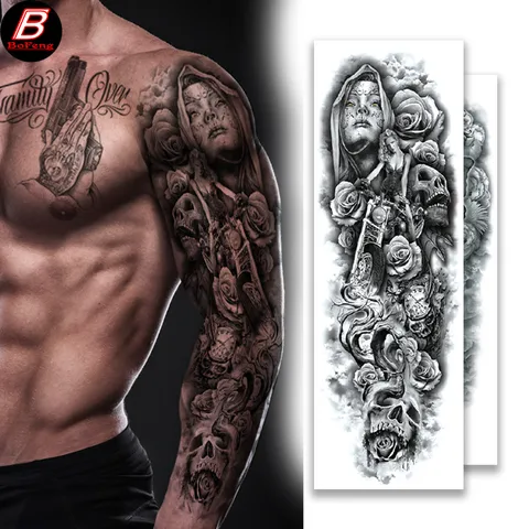 Spot Wholesale Full Arm Tattoo Stickers Waterproof Flower Arm Ordinary Arm Tattoo Stickers  Europe And The United States Full Arm Tattoo