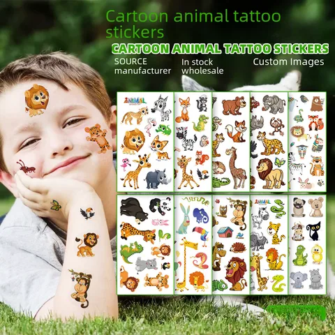 New Children Cartoon Animal Tattoo Stickers Waterproof Cute Face Stickers Fun Temporary Stickers Spot Wholesale