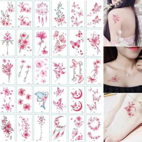 Small Fresh Waterproof Flower Tattoo Sticker Sexy Men And Women Tattoo Disposable Scar Covering Rose Tattoo Sticker Customized