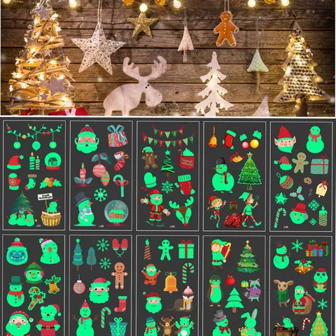 New Cartoon Christmas Luminous Tattoo Stickers Children Party Ball Fun Tattoo Stickers Spot Wholesale