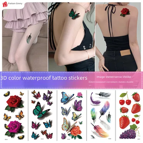 Spot Wholesale 3D Butterfly Waterproof Sweat Women's Three-dimensional Simulation Creative Temporary Stickers Europe And The United States  Butterfly Tattoo Stickers