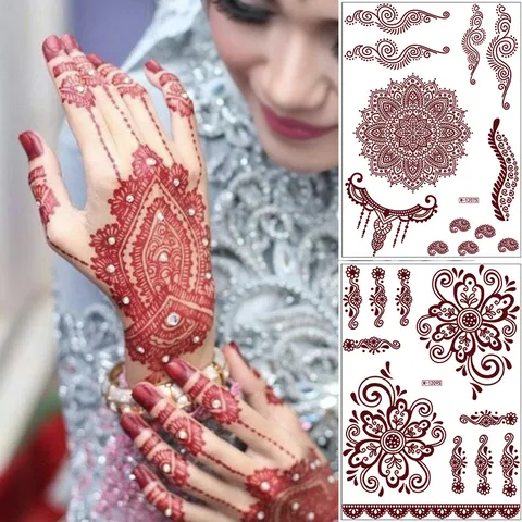 Zhengxiang   Brown Lace Tattoo Waterproof Semi-Permanent Flower India Henna Art Tattoo