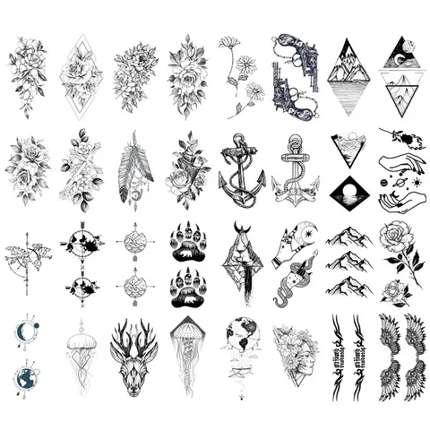 Small Fresh 32 Sets Of New Tattoo Stickers  Water Transfer One-time Simulation Sexy Tattoo Tattoo