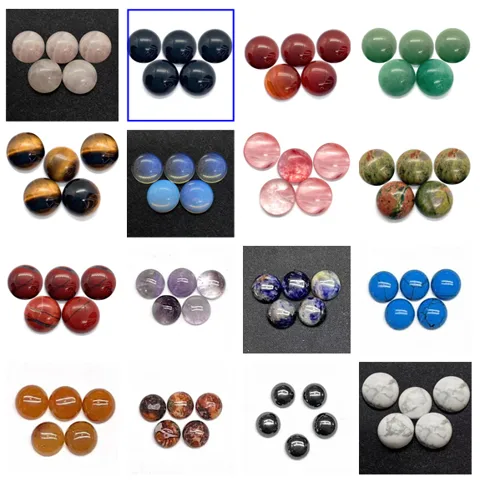 5 PCS/Package 12mm Synthetics Natural Stone Agate Amethyst  Tiger Eye Lapis Lazuli Crystal Polished Cabochons