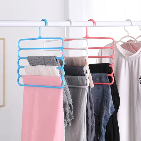 Multi-functional Thickened Five-layer Pants Rack Non-slip Multi-layer Household Wardrobe Hanging Pants Scarf Storage Rack Pants Rack Pants Hanger