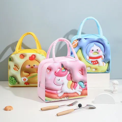 New Cartoon Lunch Bag Aluminum Foil Thickened Portable Insulated Lunch Box Bag For Children Cute Lunch Box Bag With Meal