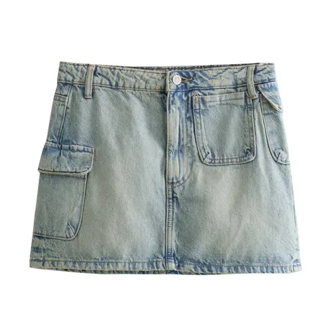 Summer Streetwear Geometric Denim Short Mini Dress Skirts