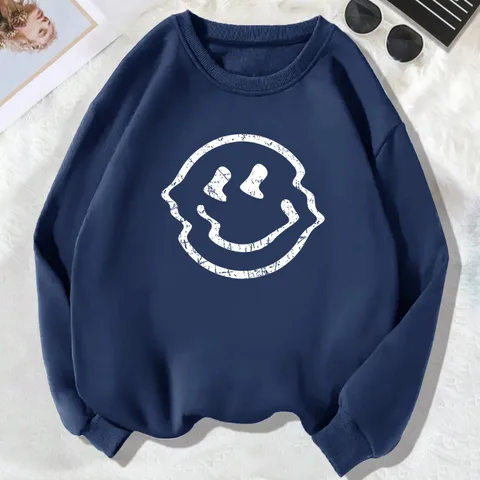 Unisex Hoodies Long Sleeve Printing Streetwear Smile Face