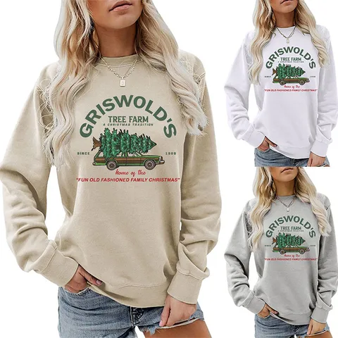 Women's Hoodie Long Sleeve Hoodies & Sweatshirts Printing Christmas Christmas Tree Letter