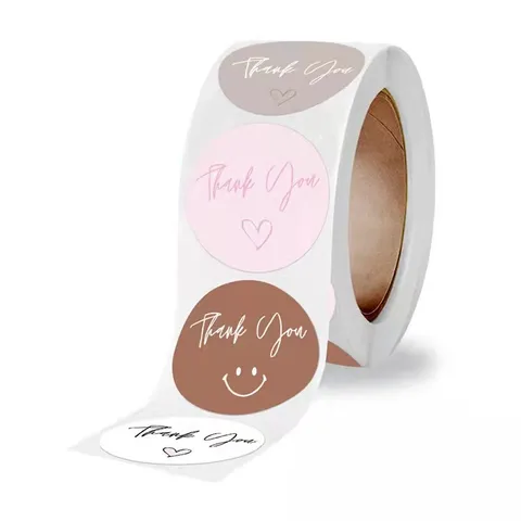 Copper Plate Sticker Thank You Pink Love Smile Bakery Gift Sealing Sticker Label