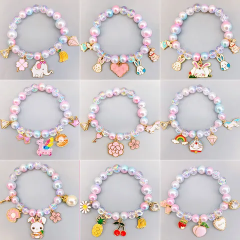 Cartoon Style Cute Fruit  Flower Artificial Pearl Metal