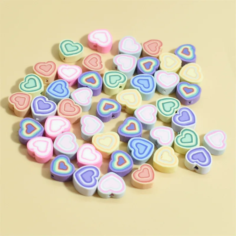 100 PCS/Package Soft Clay Heart Shape Beads