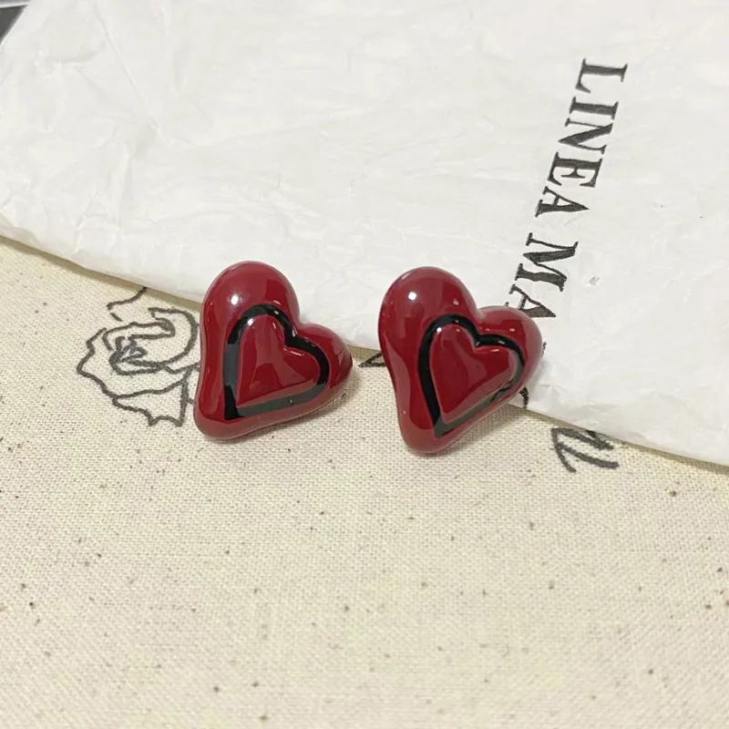 1 Pair Simple Style Commute Heart Shape Plating Resin Ear Studs