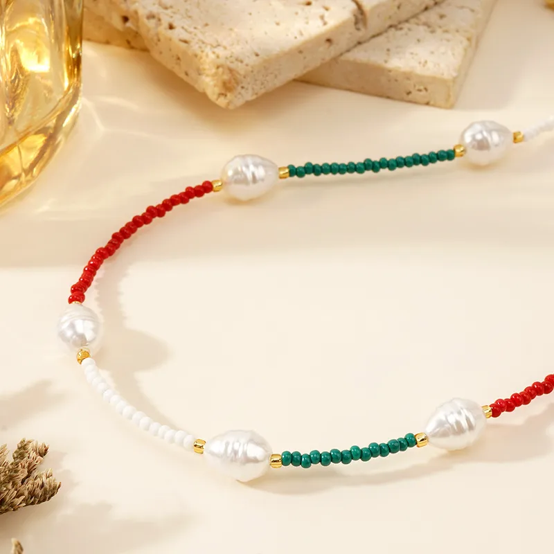 Bohemian Geometric Imitation Pearl Seed Bead Wholesale Necklace