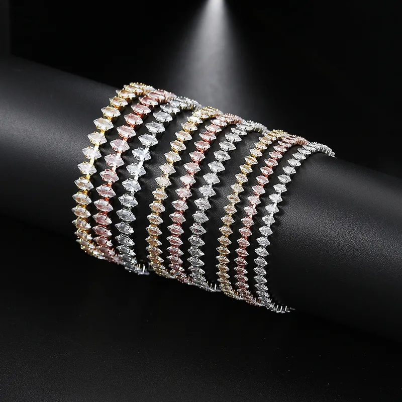 Copper Rose Gold Plated White Gold Plated Gold Plated Plating Inlay Geometric Zircon Drawstring Bracelets