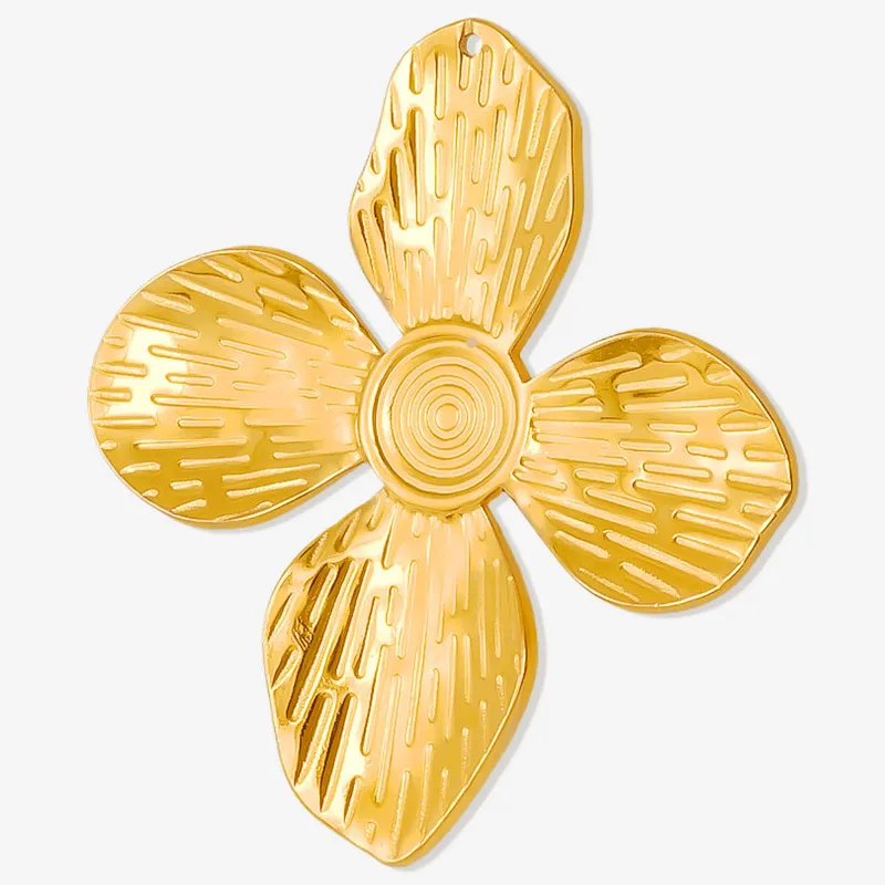 1 Piece 304 Stainless Steel 18K Gold Plated Flower Pendant