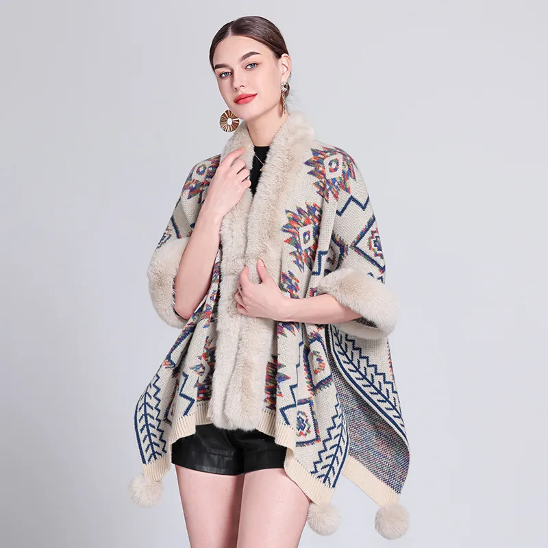 Women's Elegant Retro Lady Printing Polyester Tassel Shawl