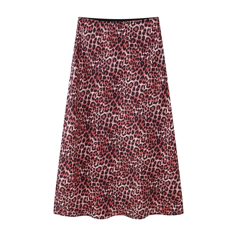 Women's Clothing Wholesale Women's Animal Print Silk Satin Texture Skirt