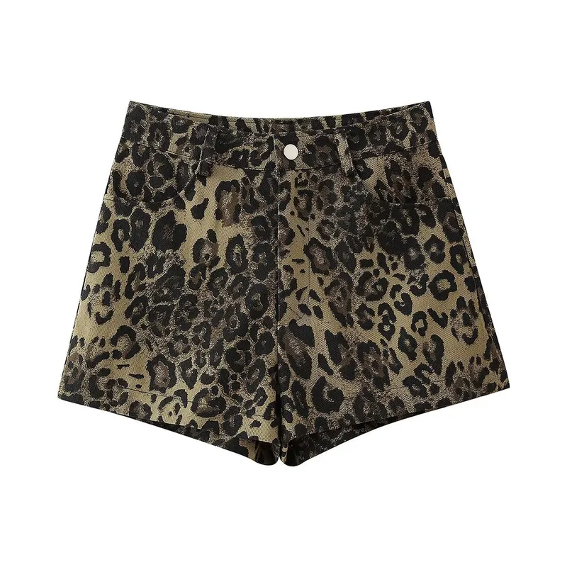 Spring New   Women's Clothing Street Fashion Casual Animal Print  Shorts W028 6165