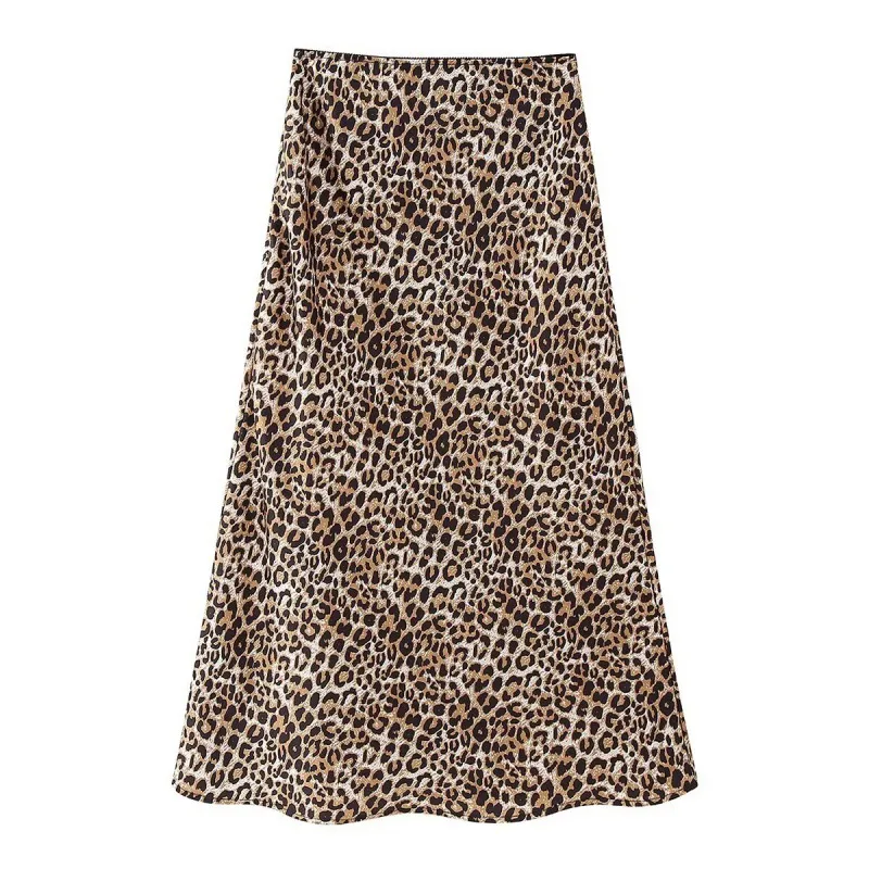 Spring New Women's Clothing  Style Fashion Animal Print Silk Satin Texture Skirt 73855