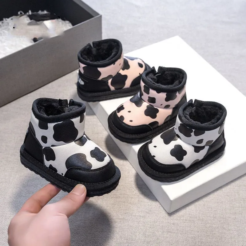 Kid'S Casual Cows Round Toe Snow Boots