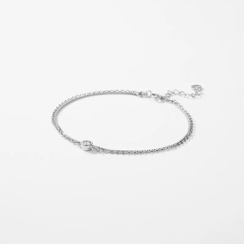 Sterling Silver Cable Chain Box Chain Simple Style Bracelets