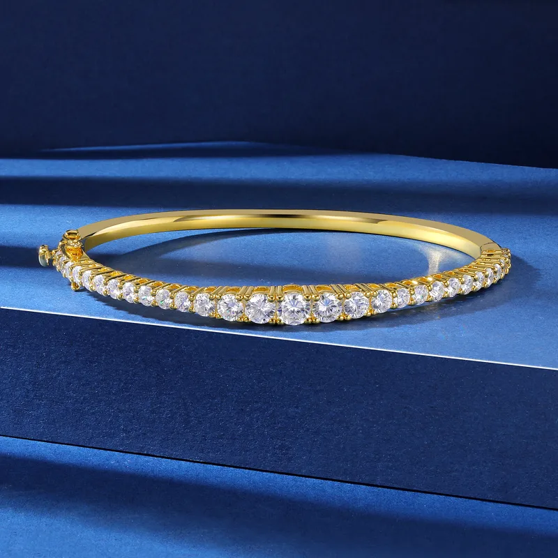 Brass Casual Basic Classic Style Plating Inlay Round Zircon Bangle