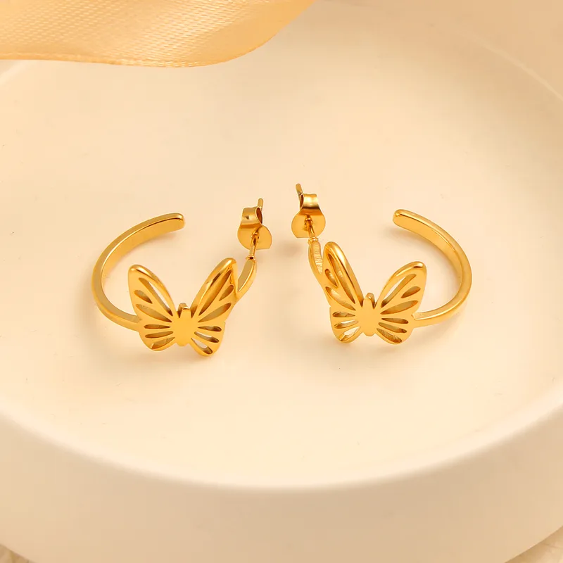 1 Pair Simple Style Commute Butterfly Plating 304 Stainless Steel 316 Stainless Steel  18K Gold Plated Ear Studs