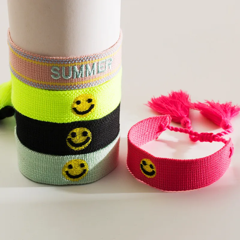 Simple Style Classic Style Commute Smile Face Polyester Wholesale Wristband