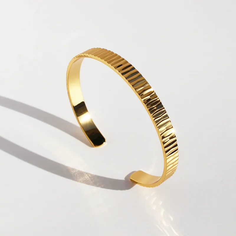 Brass 24K Gold Plated Geometric Bangle