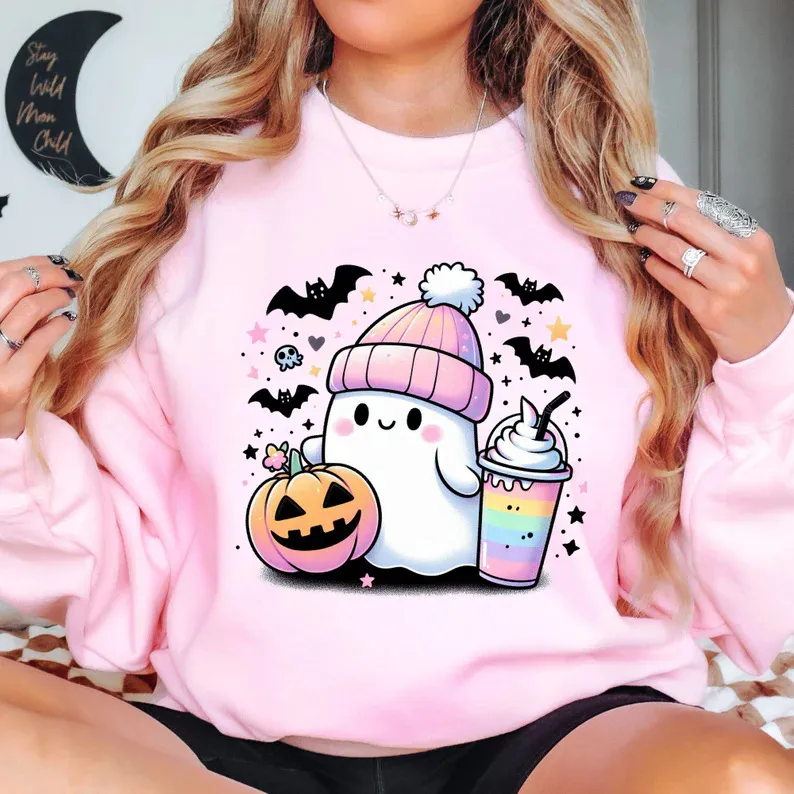 Hoodies & Sweatshirts Long Sleeve Printing Streetwear Pumpkin Ghost