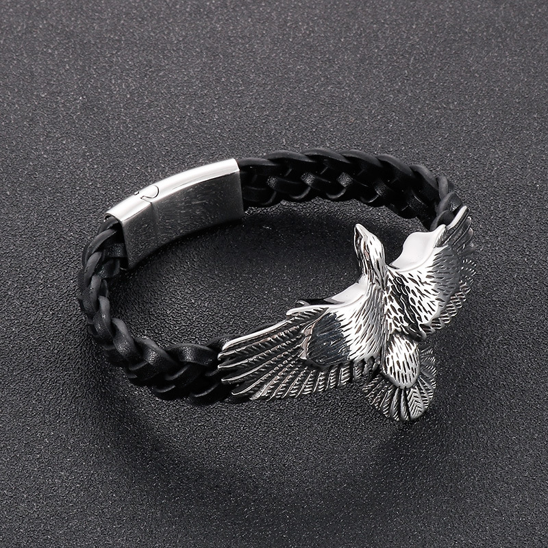 Hip-hop Punk Eagle Titanium Steel Enamel Plating Men's Bracelets display picture 1