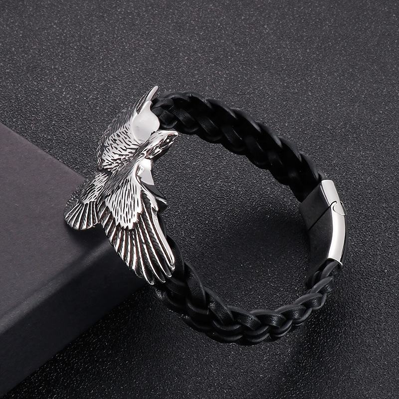 Hip-hop Punk Eagle Titanium Steel Enamel Plating Men's Bracelets display picture 2