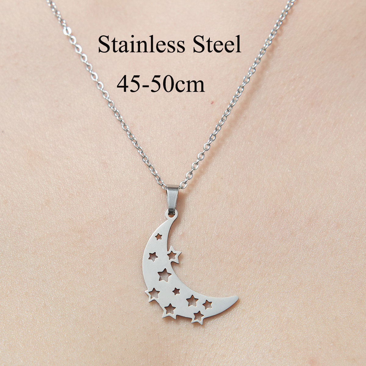 201 Stainless Steel Simple Style Polishing Plating Star Moon Mushroom Pendant Necklace display picture 10