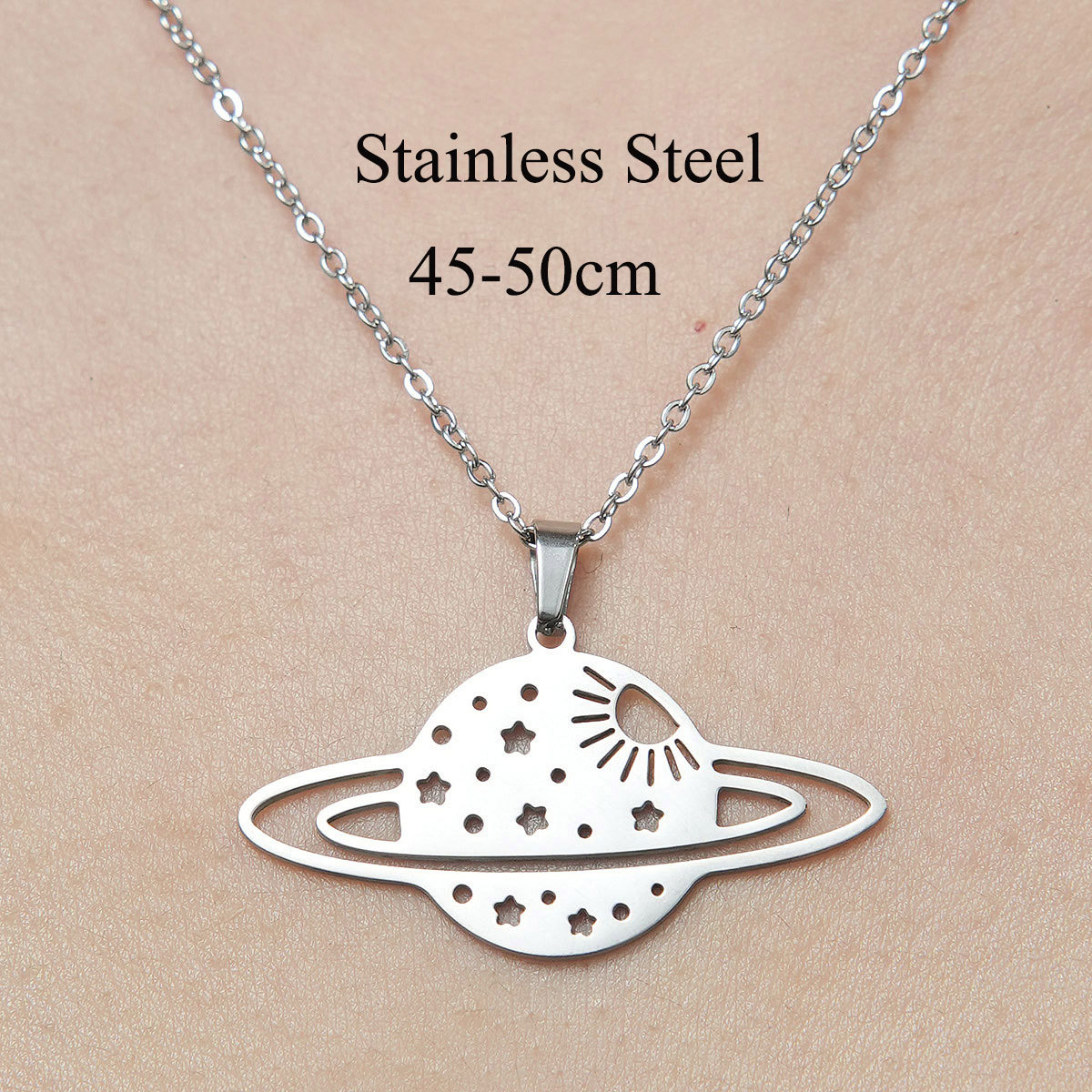 201 Stainless Steel Simple Style Polishing Plating Star Moon Mushroom Pendant Necklace display picture 25