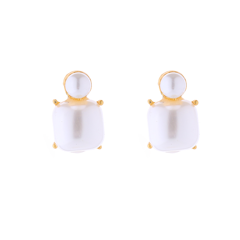 1 Pair Cute Square Inlay Alloy Artificial Pearls Ear Studs display picture 5