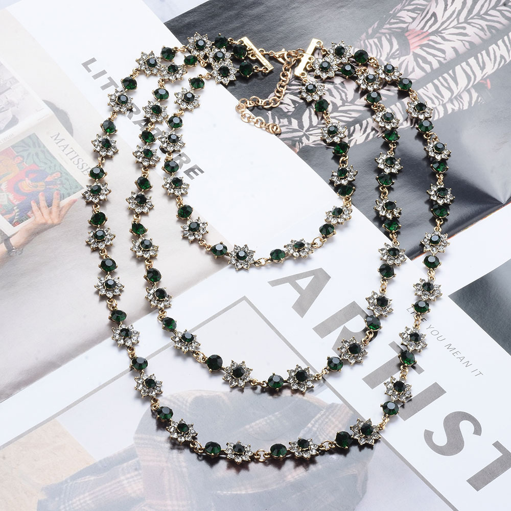 Style Exaggerated Jewelry Multi-layer Pearl Crystal Gem Necklace Long Sweater Chain Accessories display picture 16