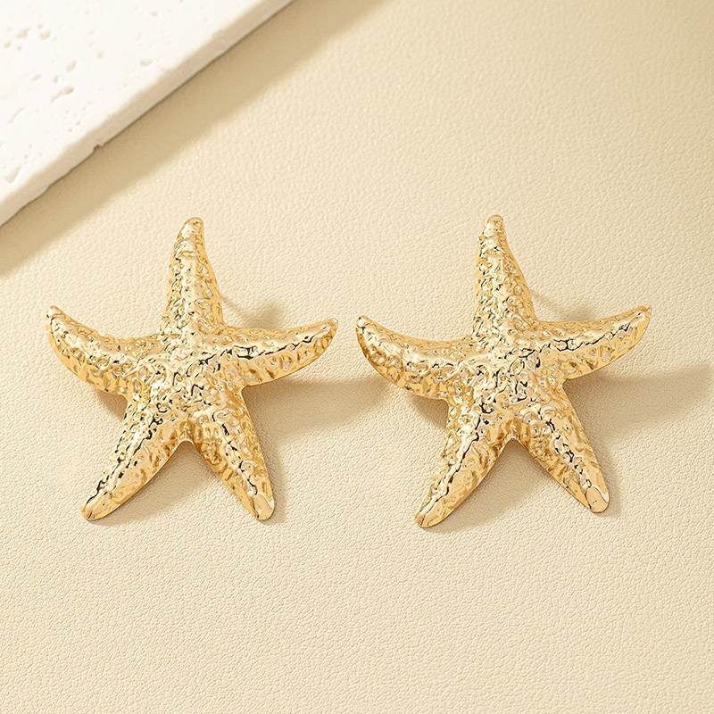 1 Pair Hawaiian Beach Starfish Plating Alloy Ear Studs display picture 1