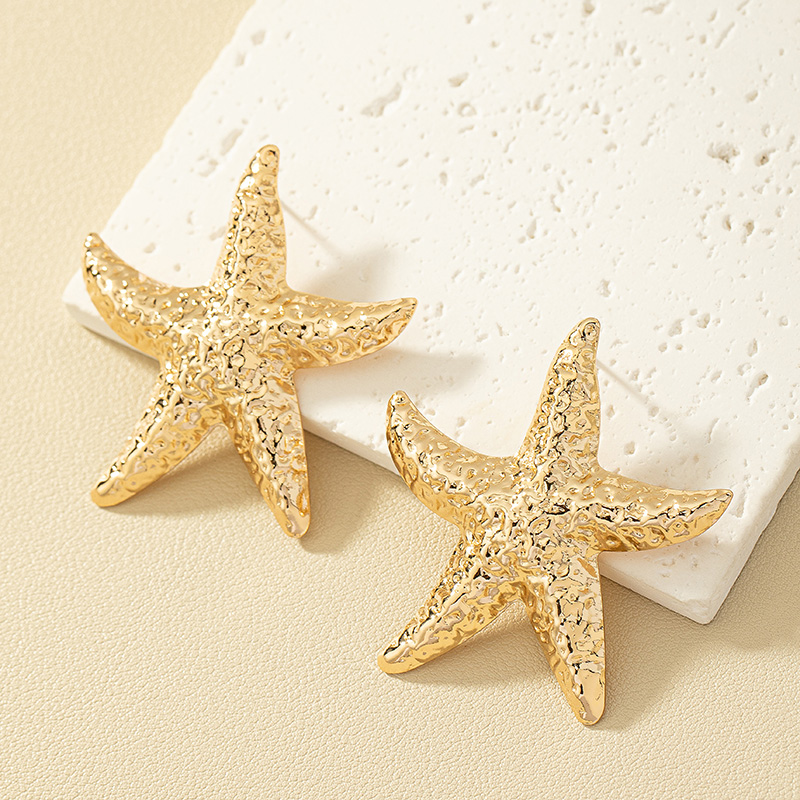 1 Pair Hawaiian Beach Starfish Plating Alloy Ear Studs display picture 4