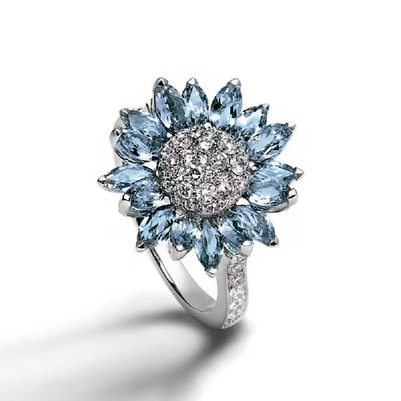 Elegant Lady Flower Alloy Plating Inlay Rhinestones White Gold Plated Women's Rings display picture 2