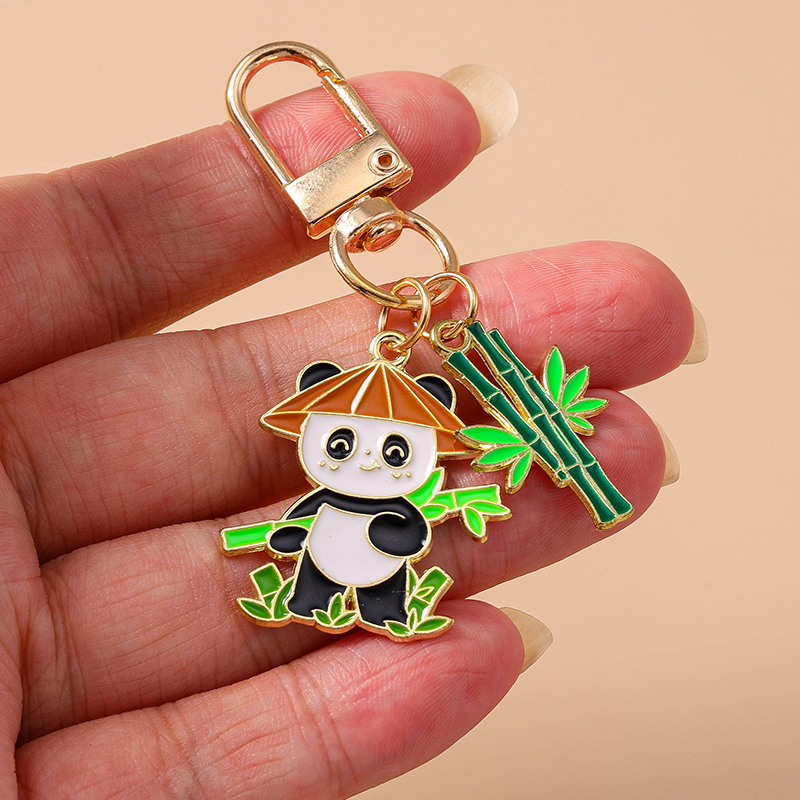 Casual Cute Commute Panda Bamboo Alloy Keychain display picture 25