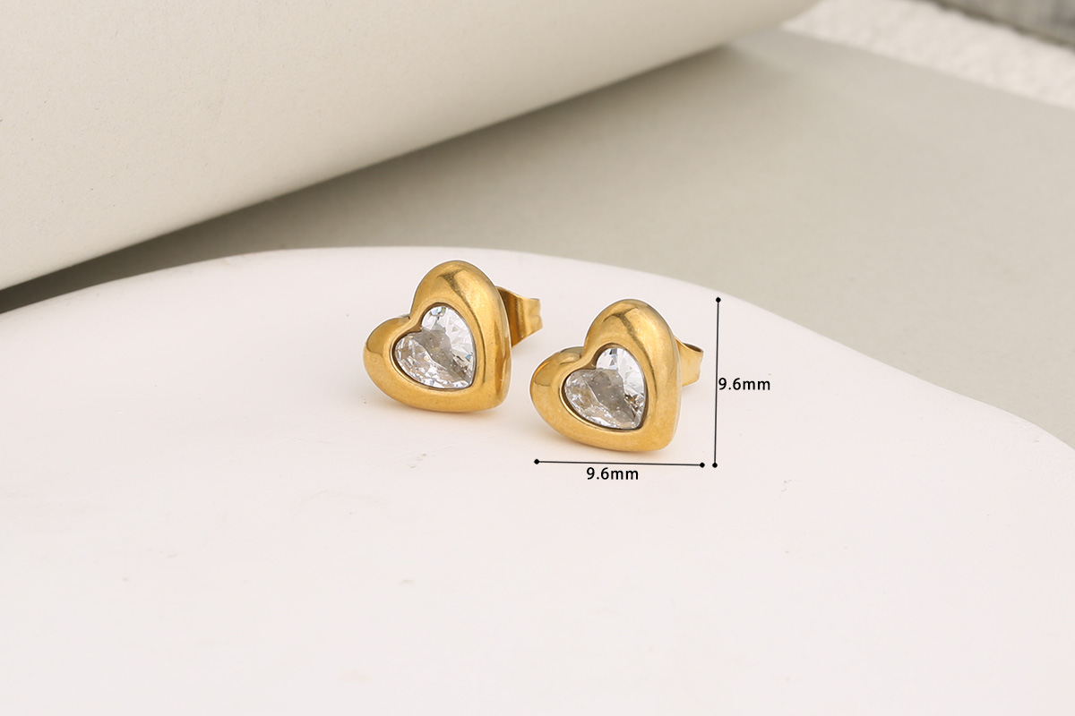 Wholesale Jewelry Classic Style Heart Shape 304 Stainless Steel Rhinestones Inlay Jewelry Set display picture 1