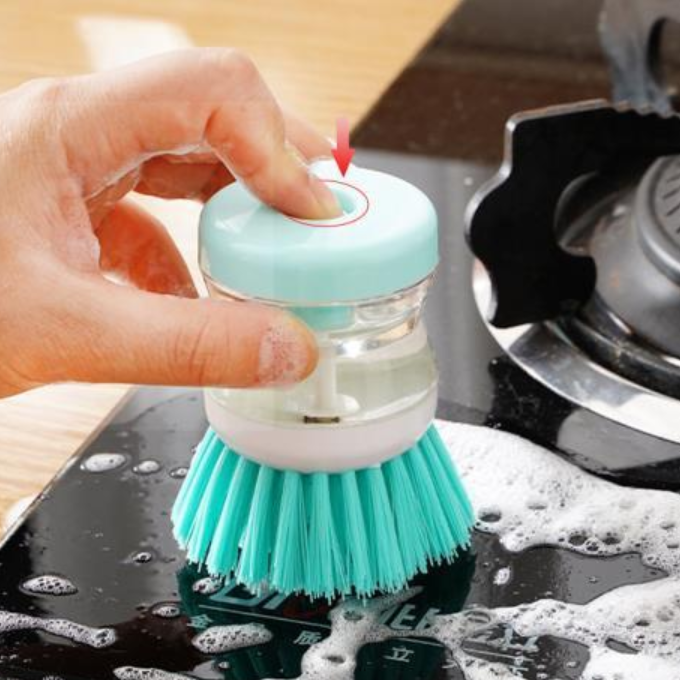 Kitchen Brush Pot Artifact Hydraulic Wash Pot Brush Non-stick Oil Dishwashing Brush Cleaning Brush Liquid Pot Brush Household Cleaning Brush display picture 1